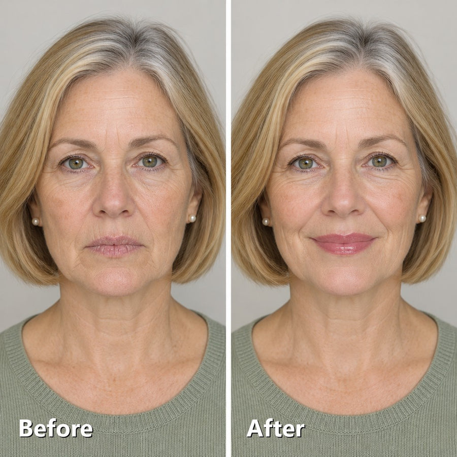 Before and after: bare dry lips vs. lips with TrueShade applied